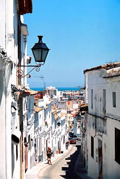 The small historic town of Oliva. Traditional properties in Oliva.